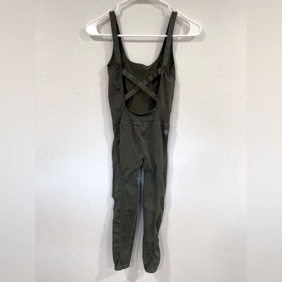 Free People Movement Good Karma Onesie Jumpsuit, Green, XS - Picture 2 of 7